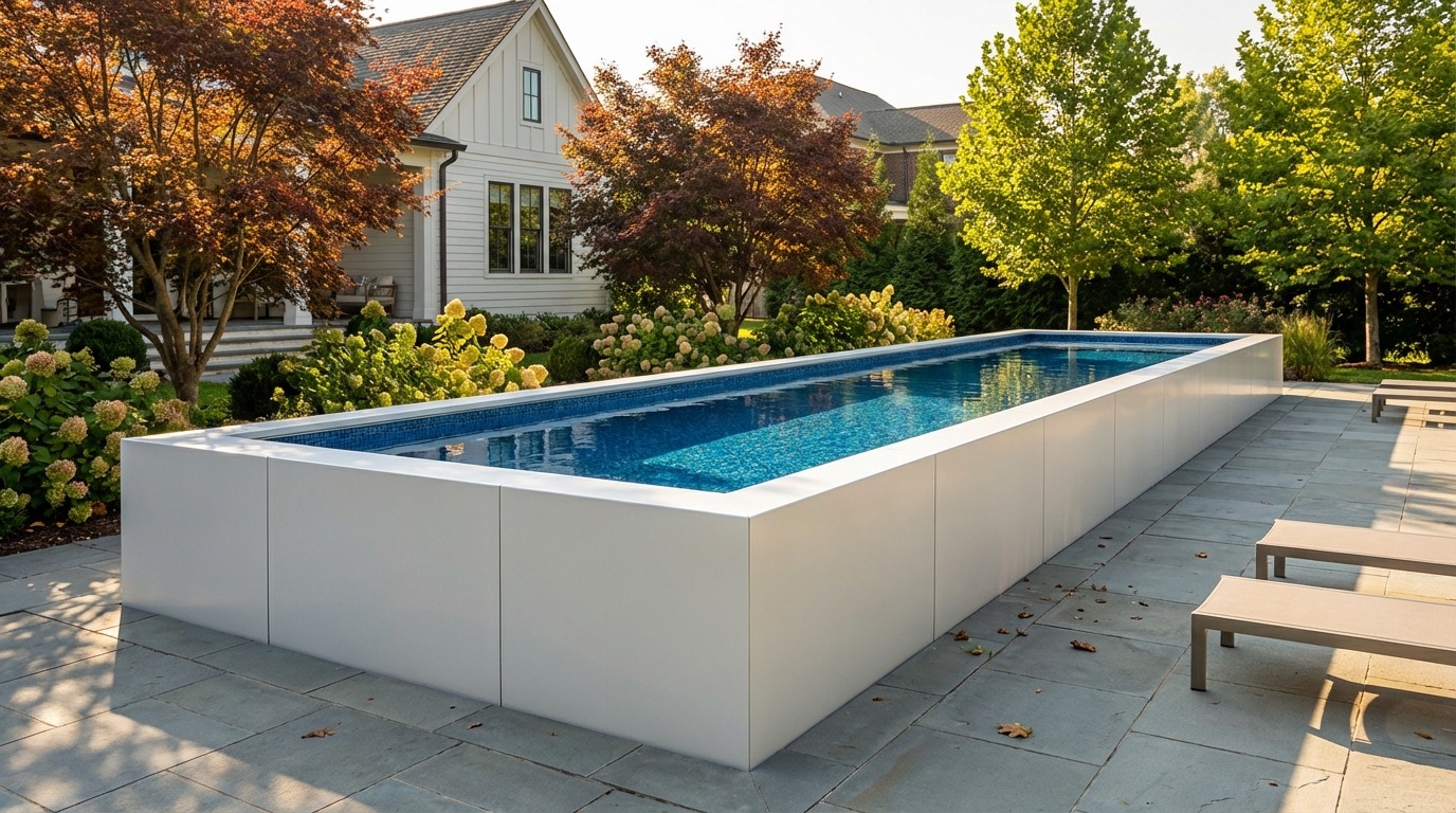8 x 40 Alpine White Mystic Blue Architectural Pool