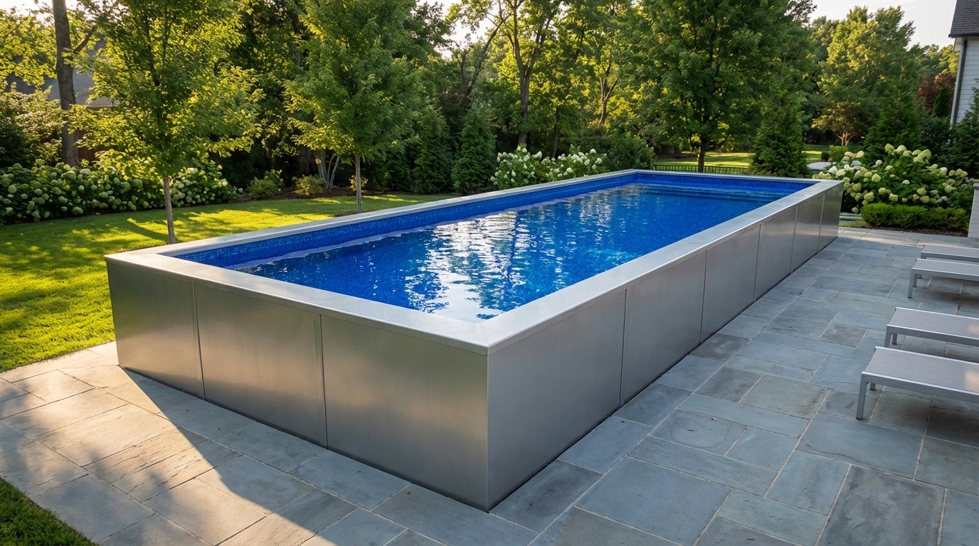 8 x 40 Platinum Silver Blue Matrix Architectural Pool