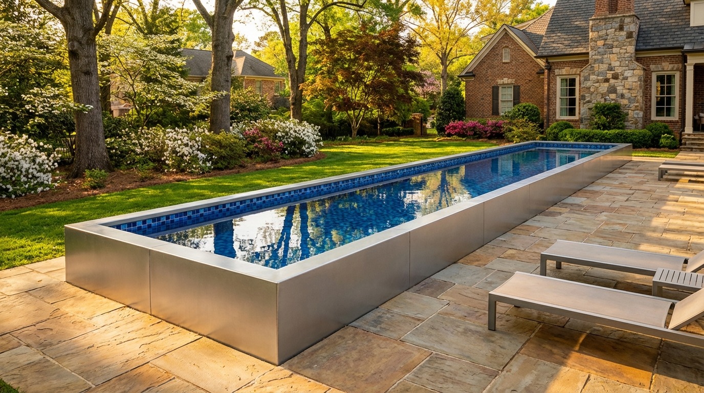 8 x 40 Platinum Silver Mystic Blue Architectural Pool