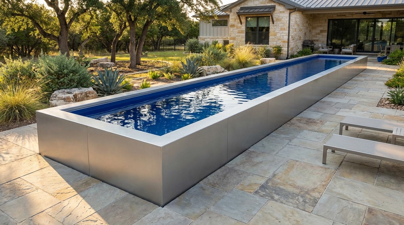 8 x 40 Platinum Silver Deep Sea Blue Architectural Pool