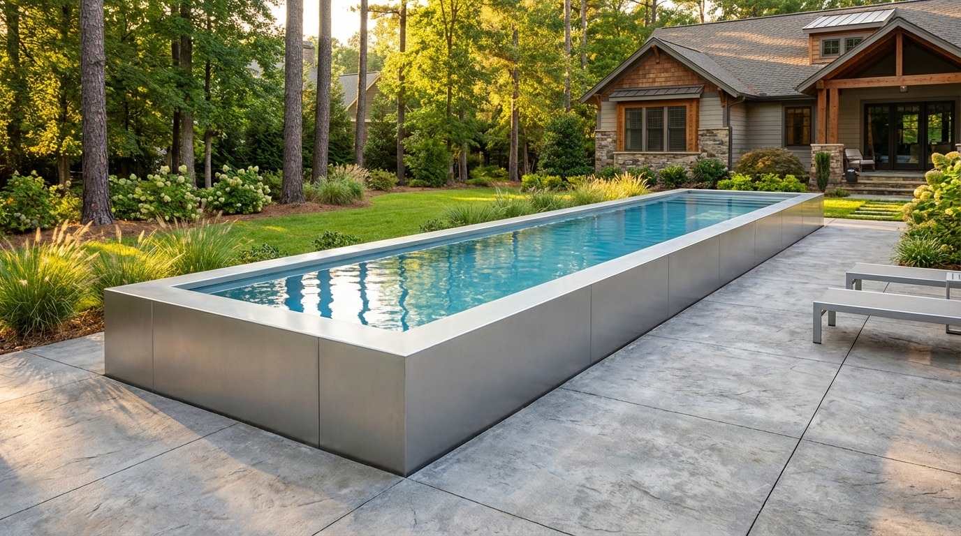 8 x 40 Platinum Silver Aqua Blue Architectural Pool