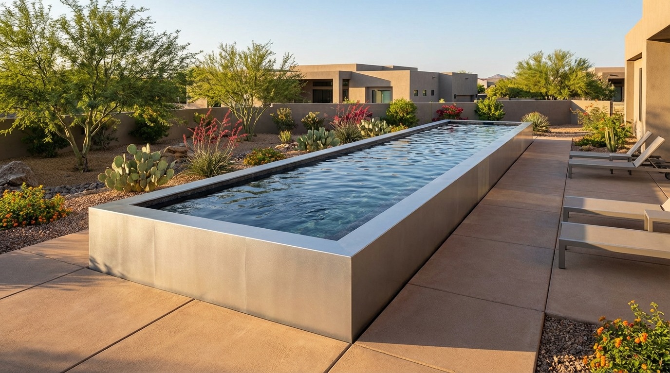8 x 40 Platinum Silver Titanium Stone Architectural Pool