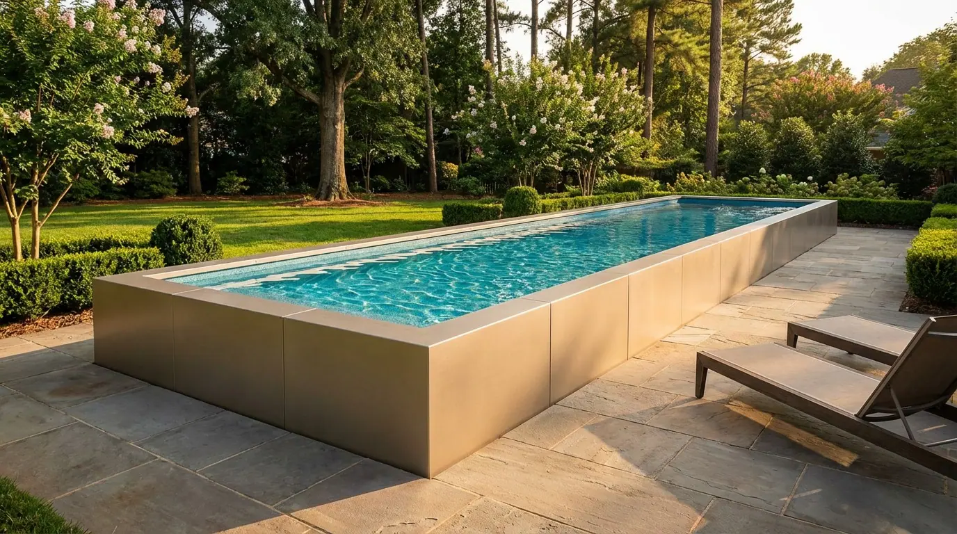 8 x 44 Champagne Mist Blue Topaz Architectural Pool