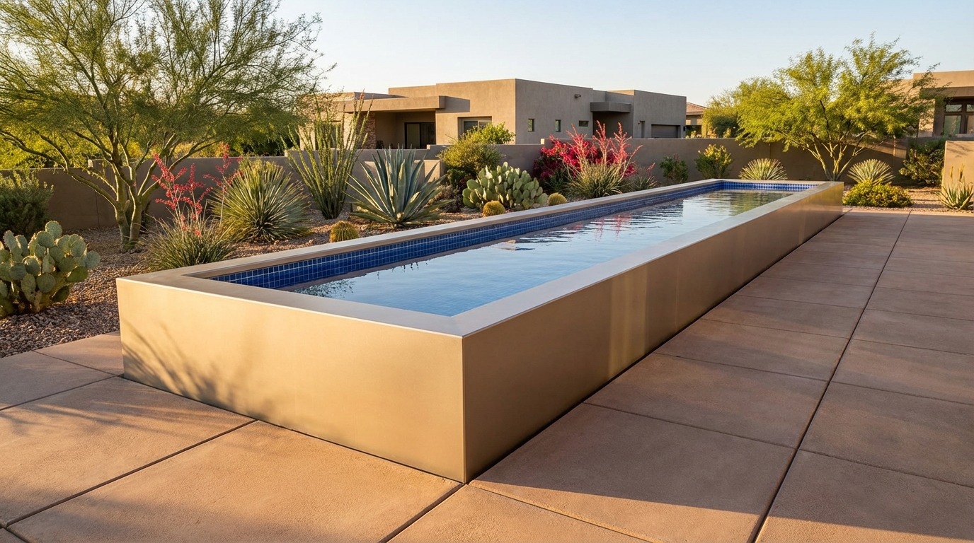 8 x 44 Champagne Mist Blue Matrix Architectural Pool