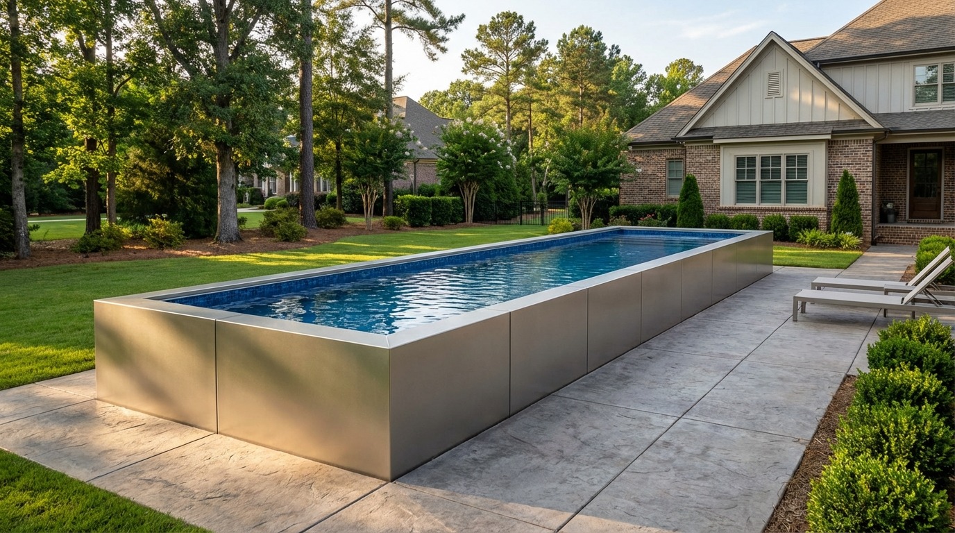 8 x 44 Champagne Mist Mystic Blue Architectural Pool