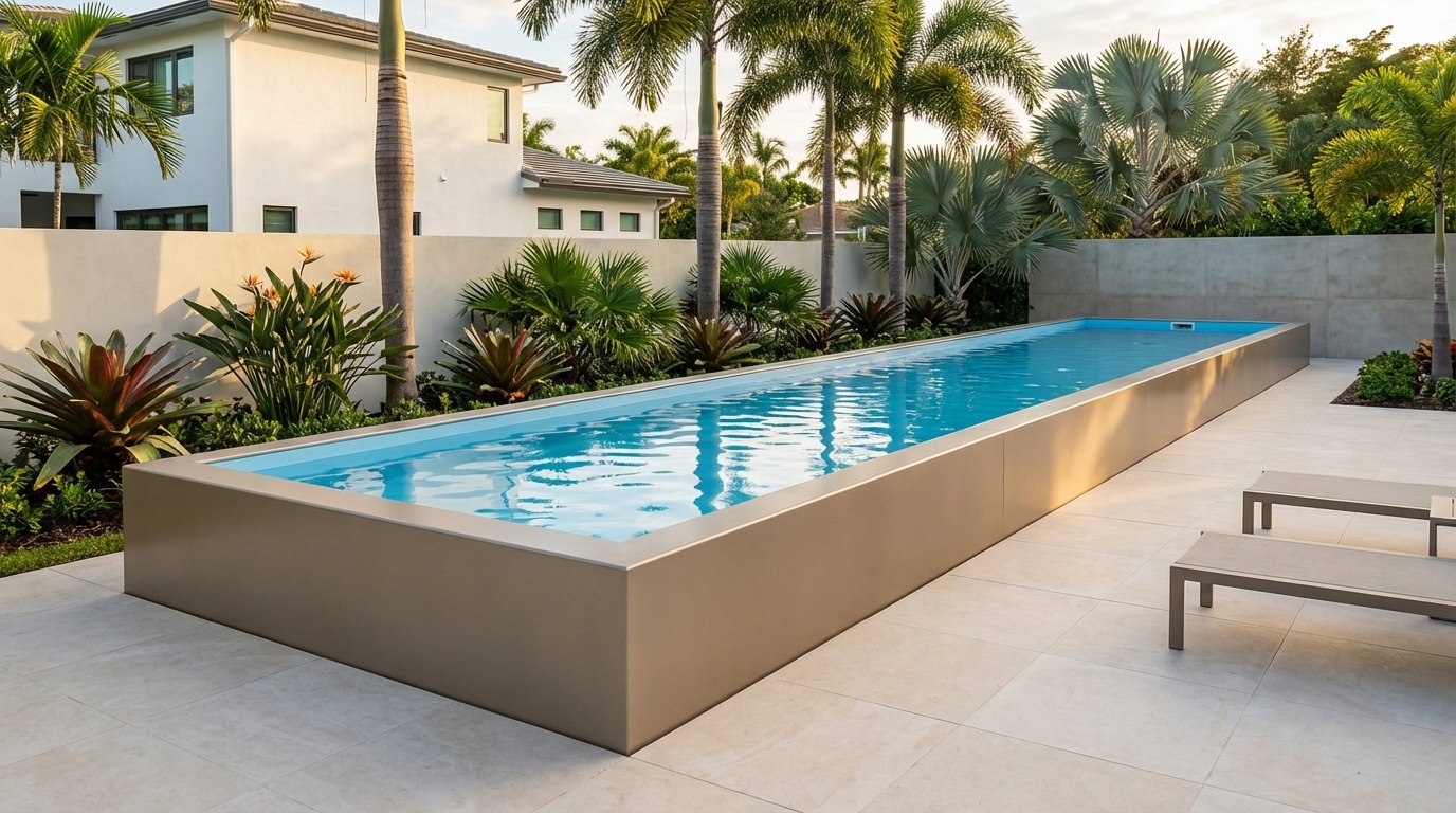 8 x 44 Champagne Mist Aqua Blue Architectural Pool