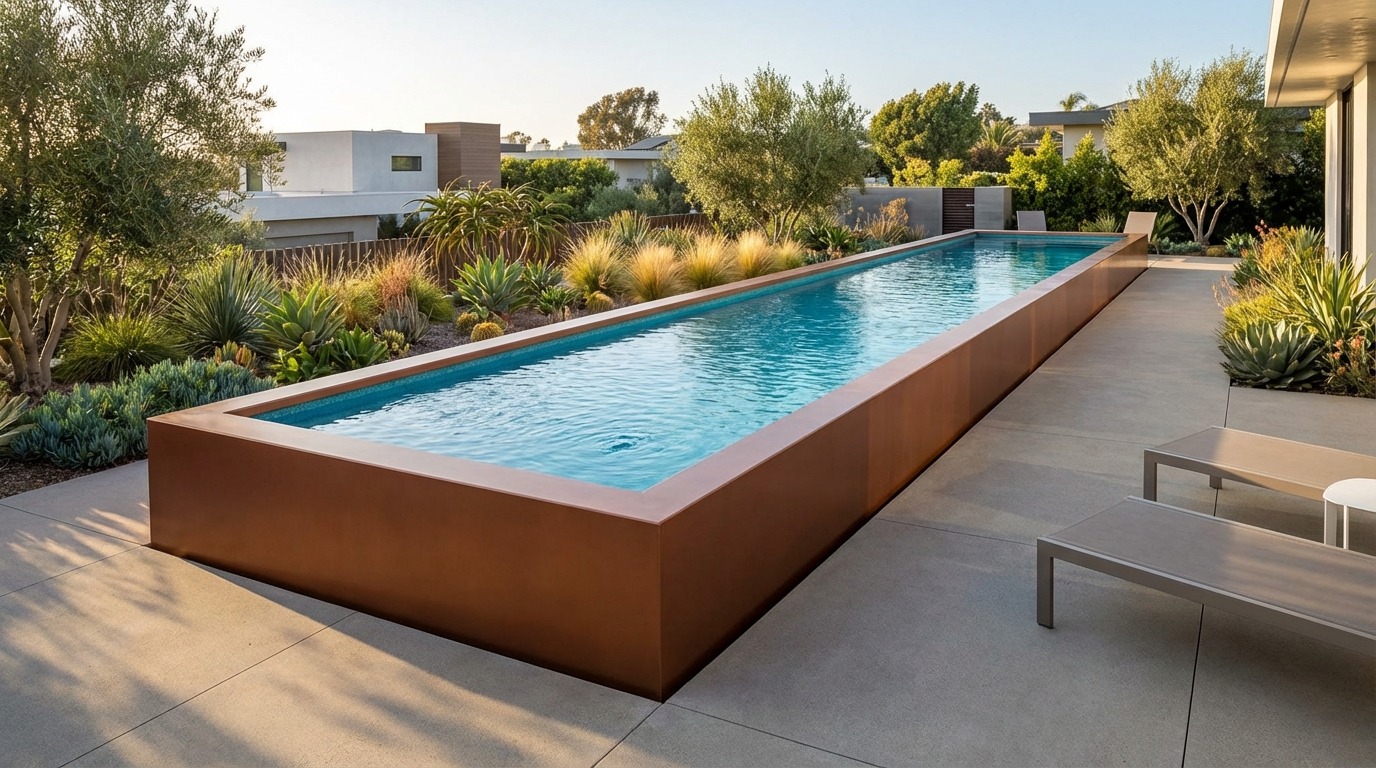 8 x 44 Espresso Copper Blue Topaz Architectural Pool