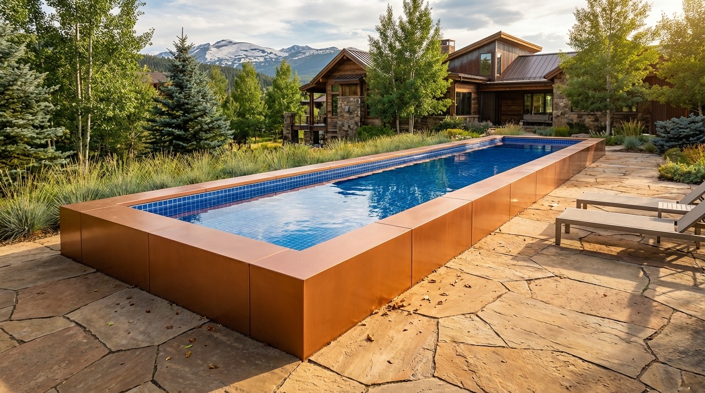 8 x 44 Espresso Copper Blue Matrix Architectural Pool