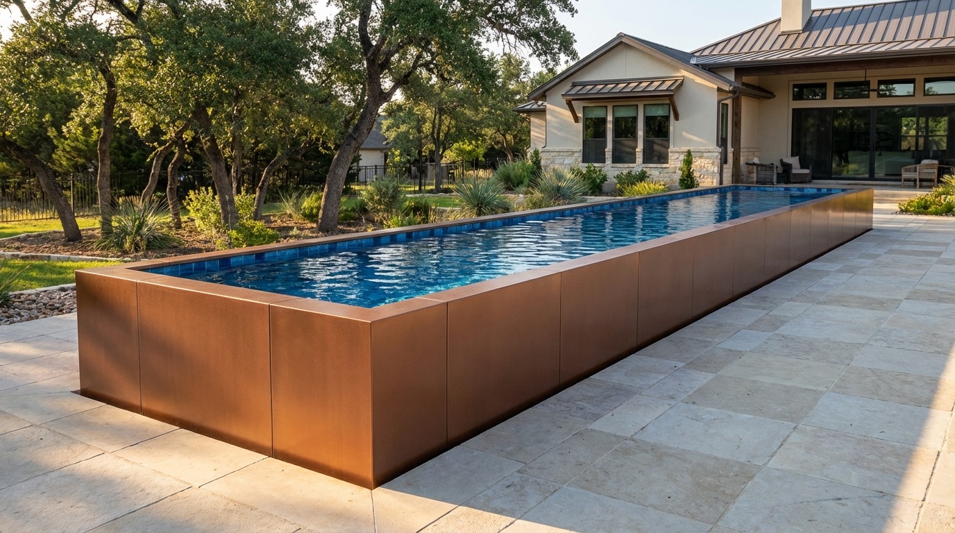 8 x 44 Espresso Copper Mystic Blue Architectural Pool