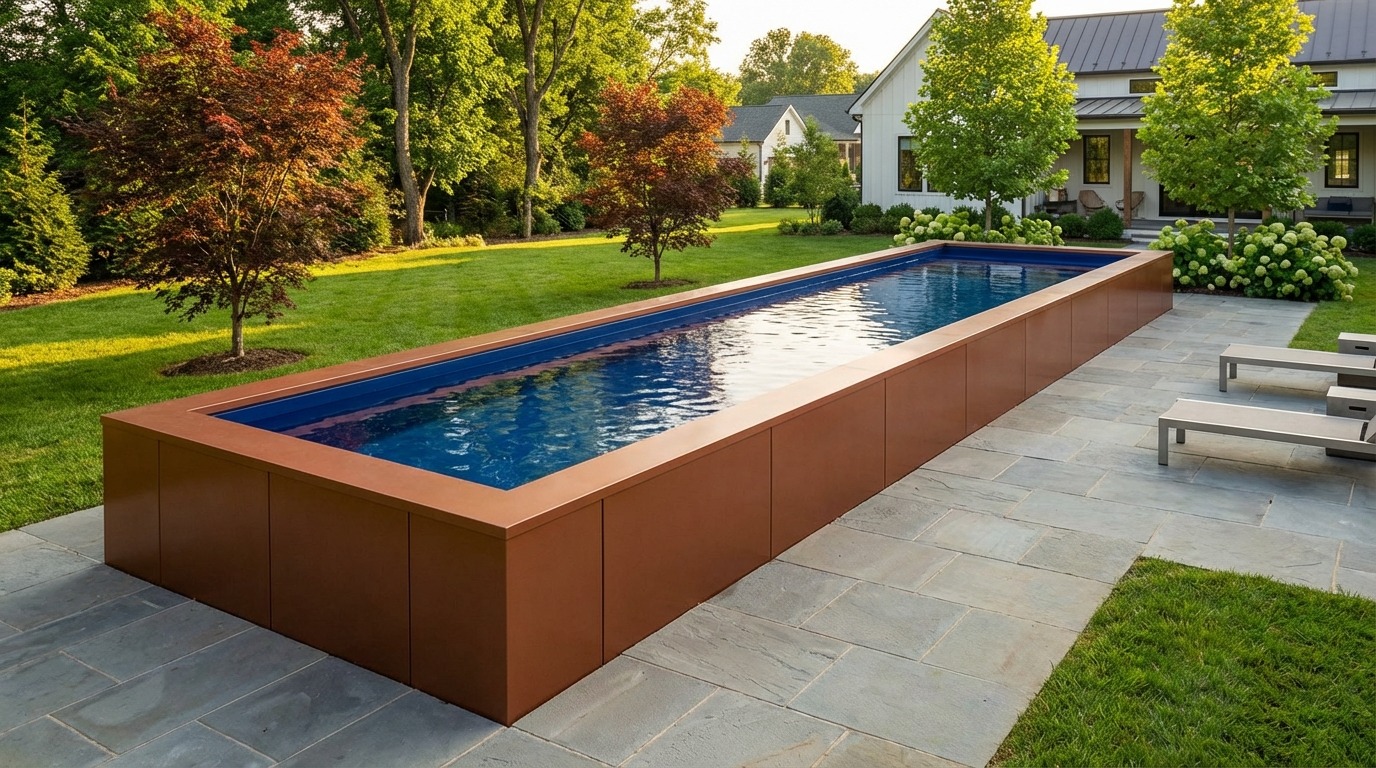 8 x 44 Espresso Copper Deep Sea Blue Architectural Pool
