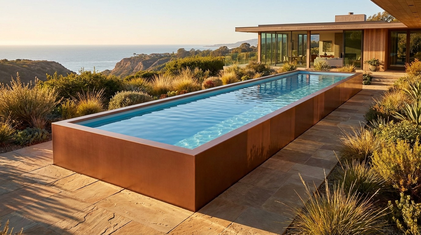 8 x 44 Espresso Copper Aqua Blue Architectural Pool