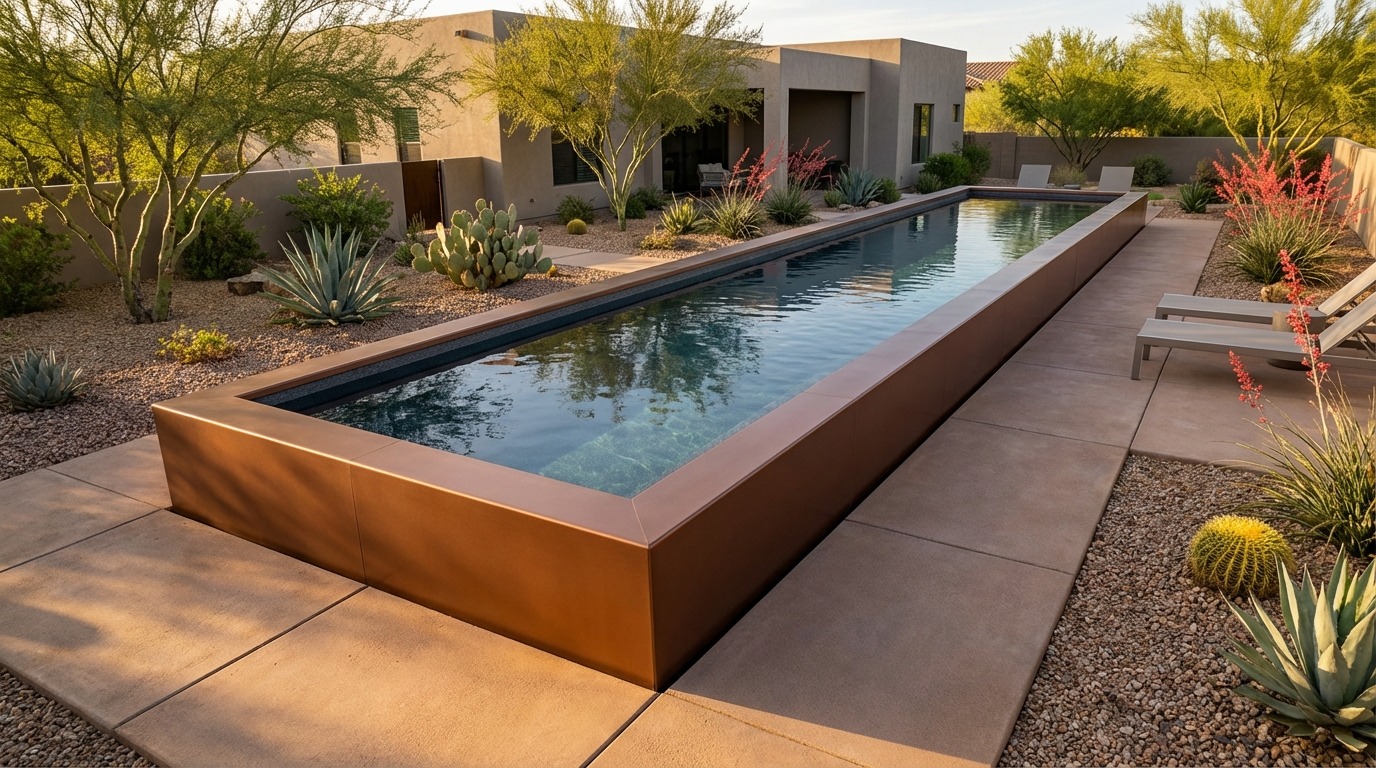 8 x 44 Espresso Copper Titanium Stone Architectural Pool