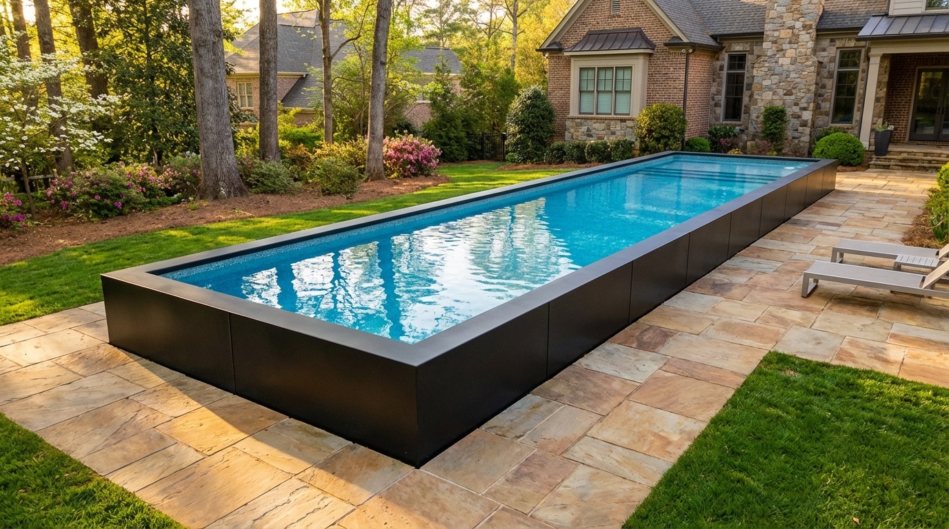 8 x 44 Midnight Black Blue Topaz Architectural Pool