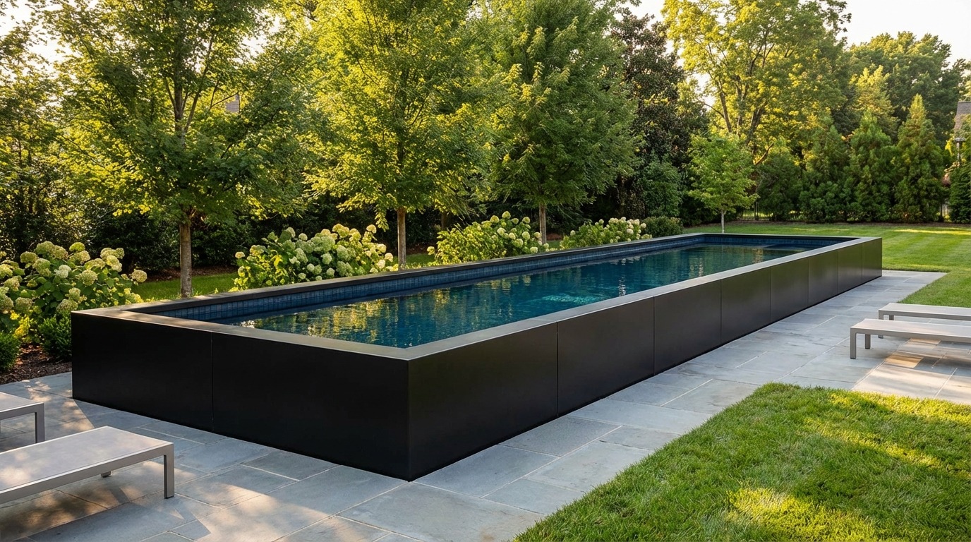 8 x 44 Midnight Black Black Sapphire Architectural Pool