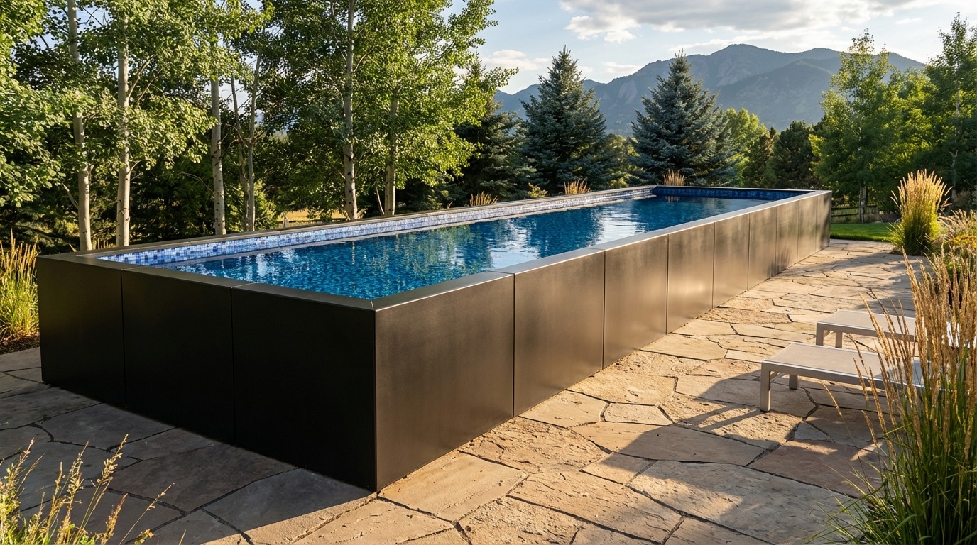 8 x 44 Midnight Black Mystic Blue Architectural Pool