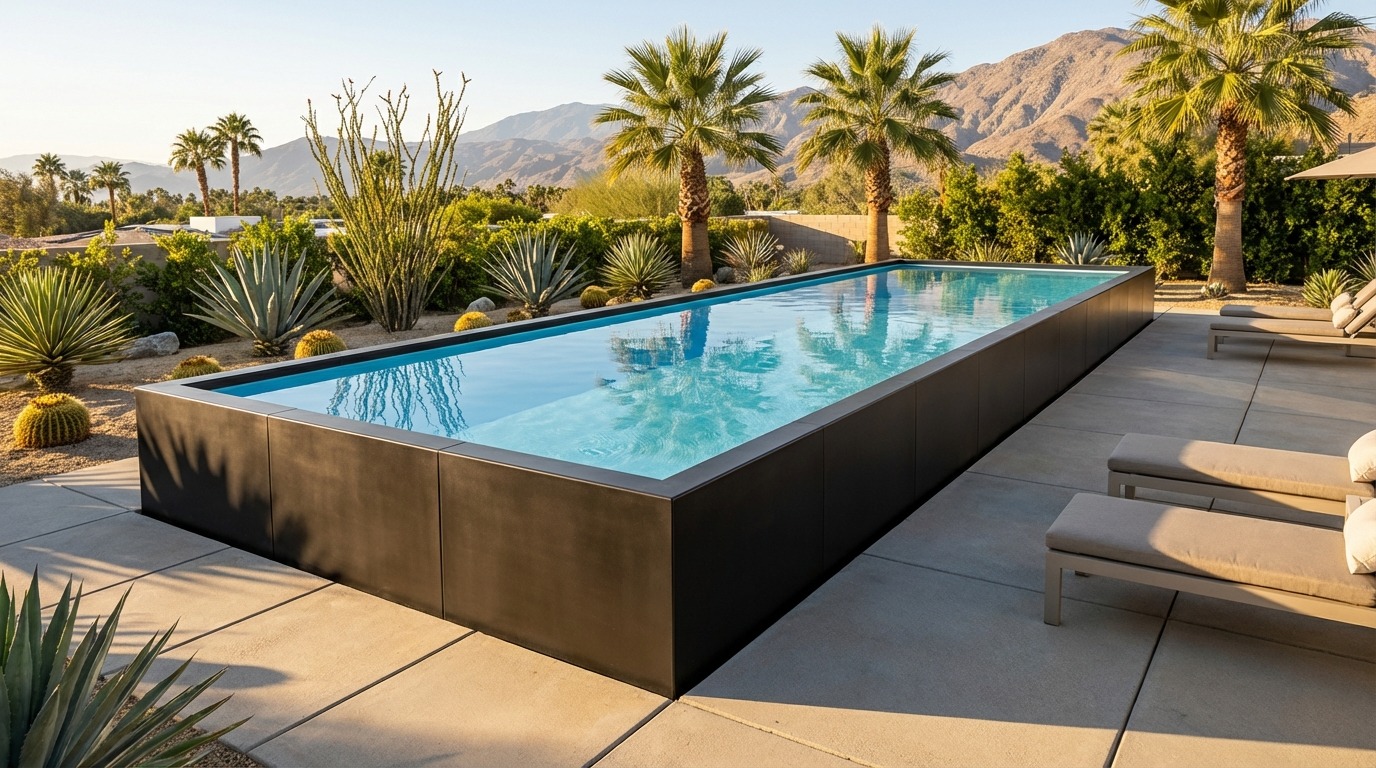 8 x 44 Midnight Black Aqua Blue Architectural Pool