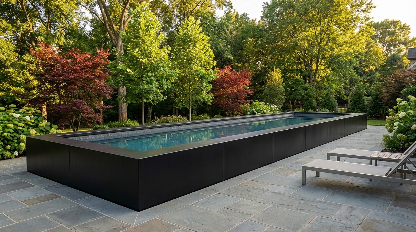 8 x 44 Midnight Black Titanium Stone Architectural Pool