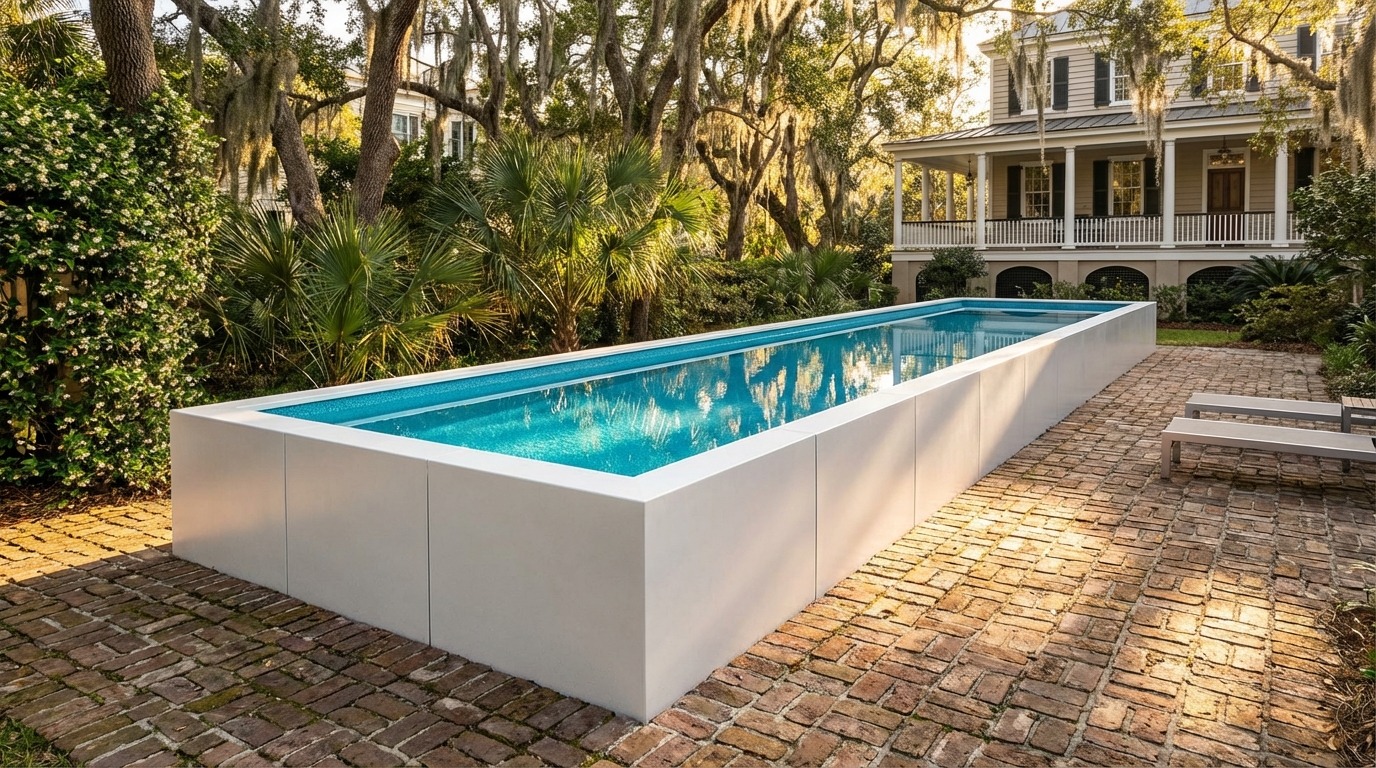 8 x 44 Alpine White Blue Topaz Architectural Pool