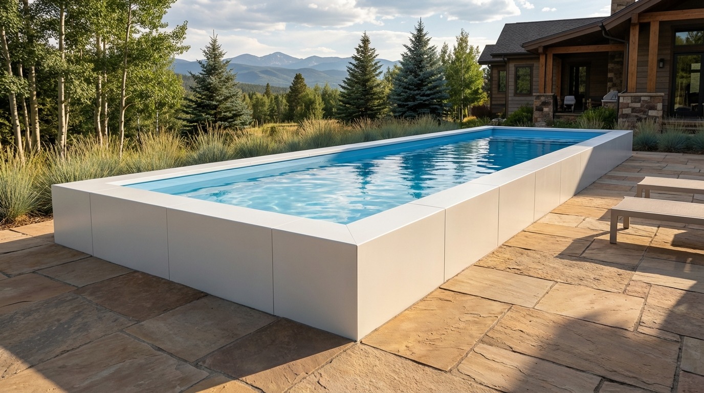8 x 44 Alpine White Aqua Blue Architectural Pool
