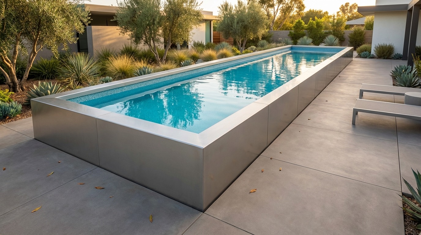 8 x 44 Platinum Silver Blue Topaz Architectural Pool