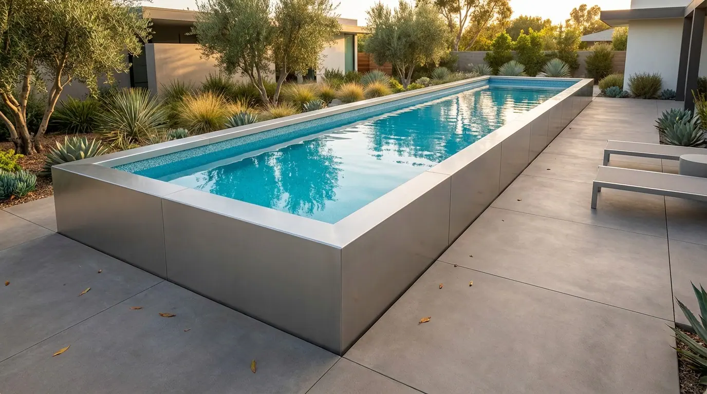 8 x 44 Platinum Silver Blue Topaz Architectural Pool