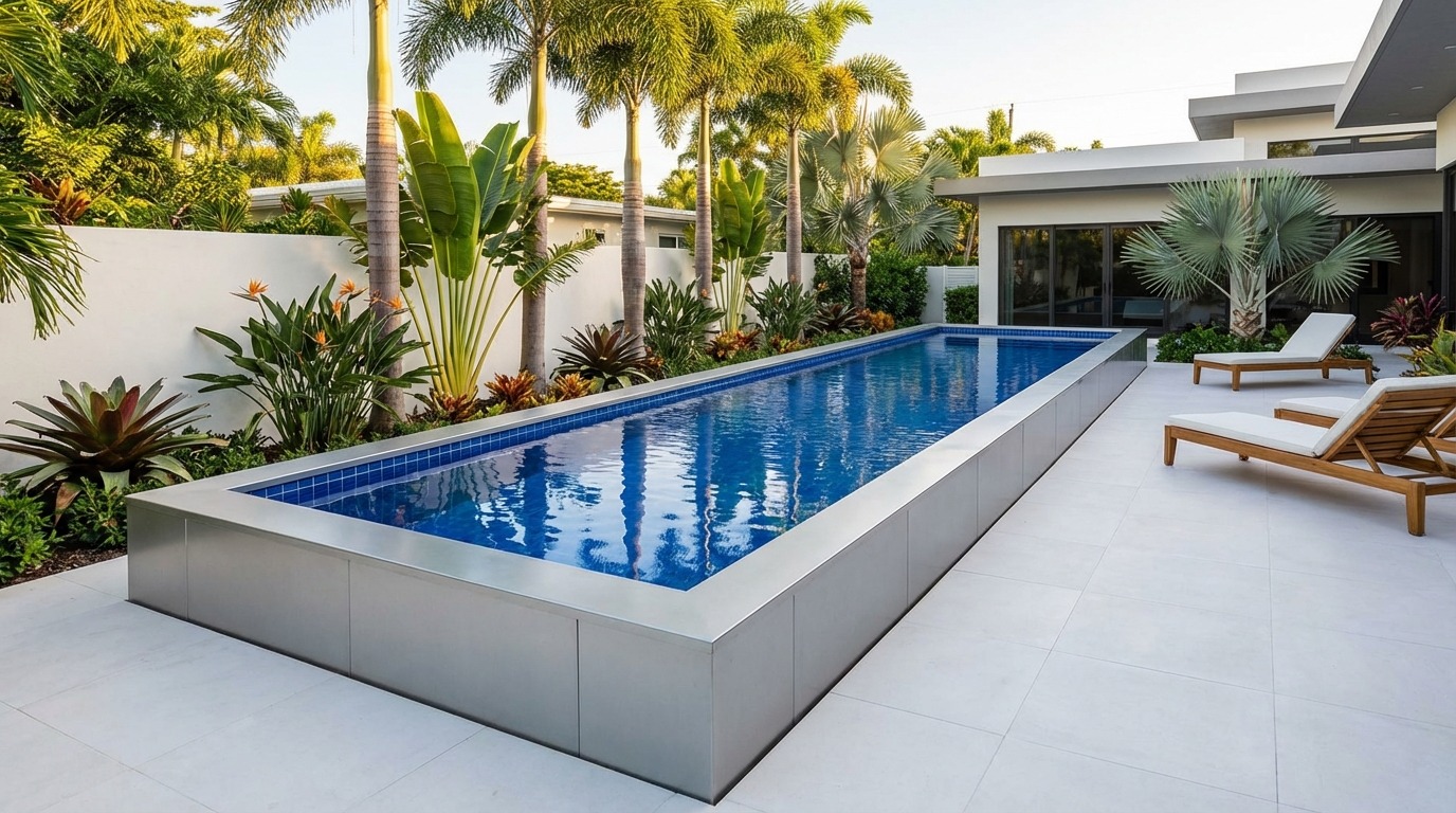 8 x 44 Platinum Silver Blue Matrix Architectural Pool