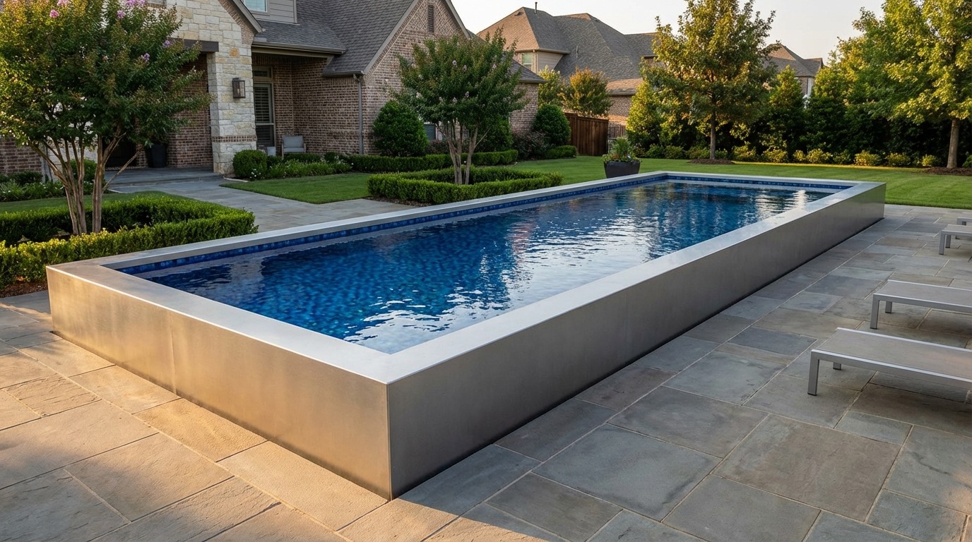 8 x 44 Platinum Silver Mystic Blue Architectural Pool