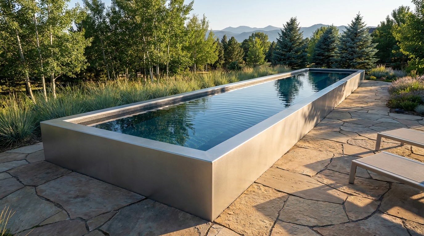 8 x 44 Platinum Silver Titanium Stone Architectural Pool