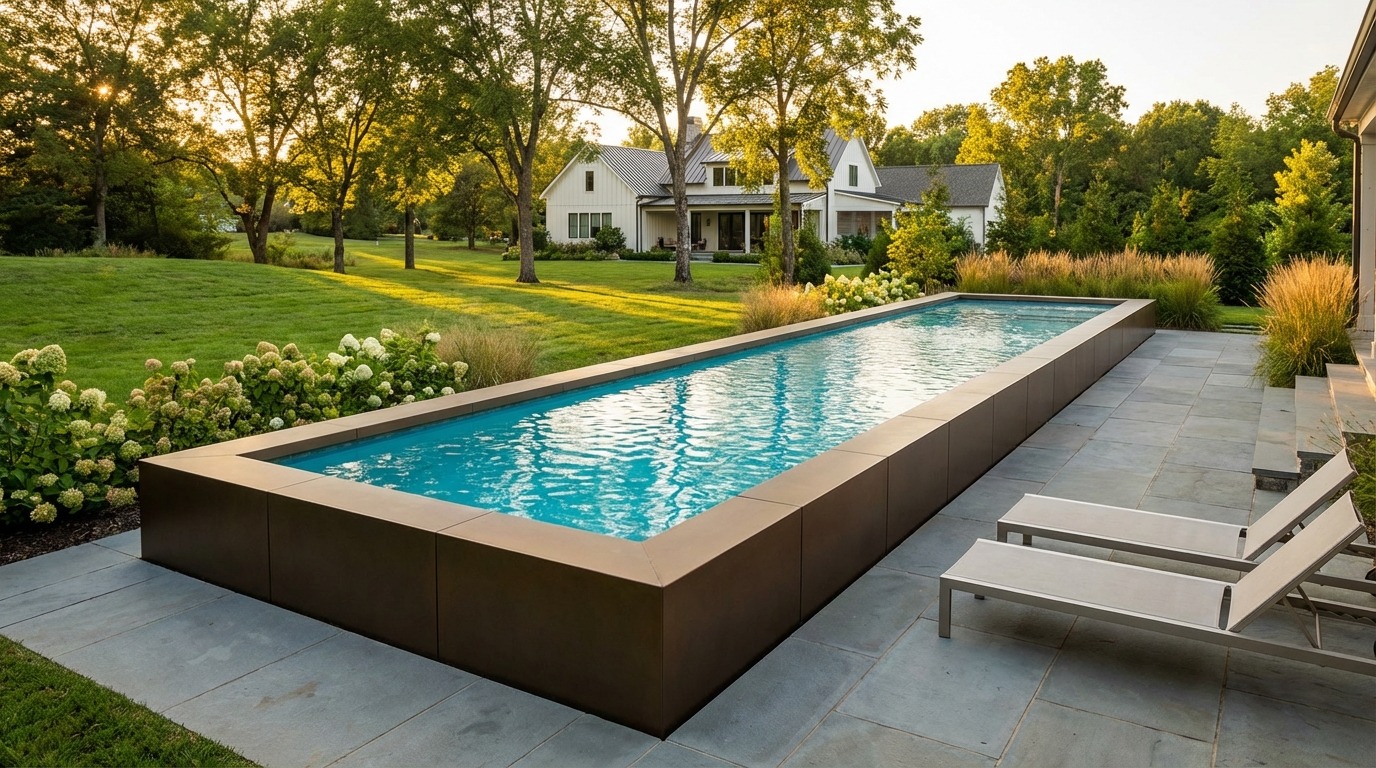 8 x 48 Canyon Bronze Blue Topaz Architectural Pool