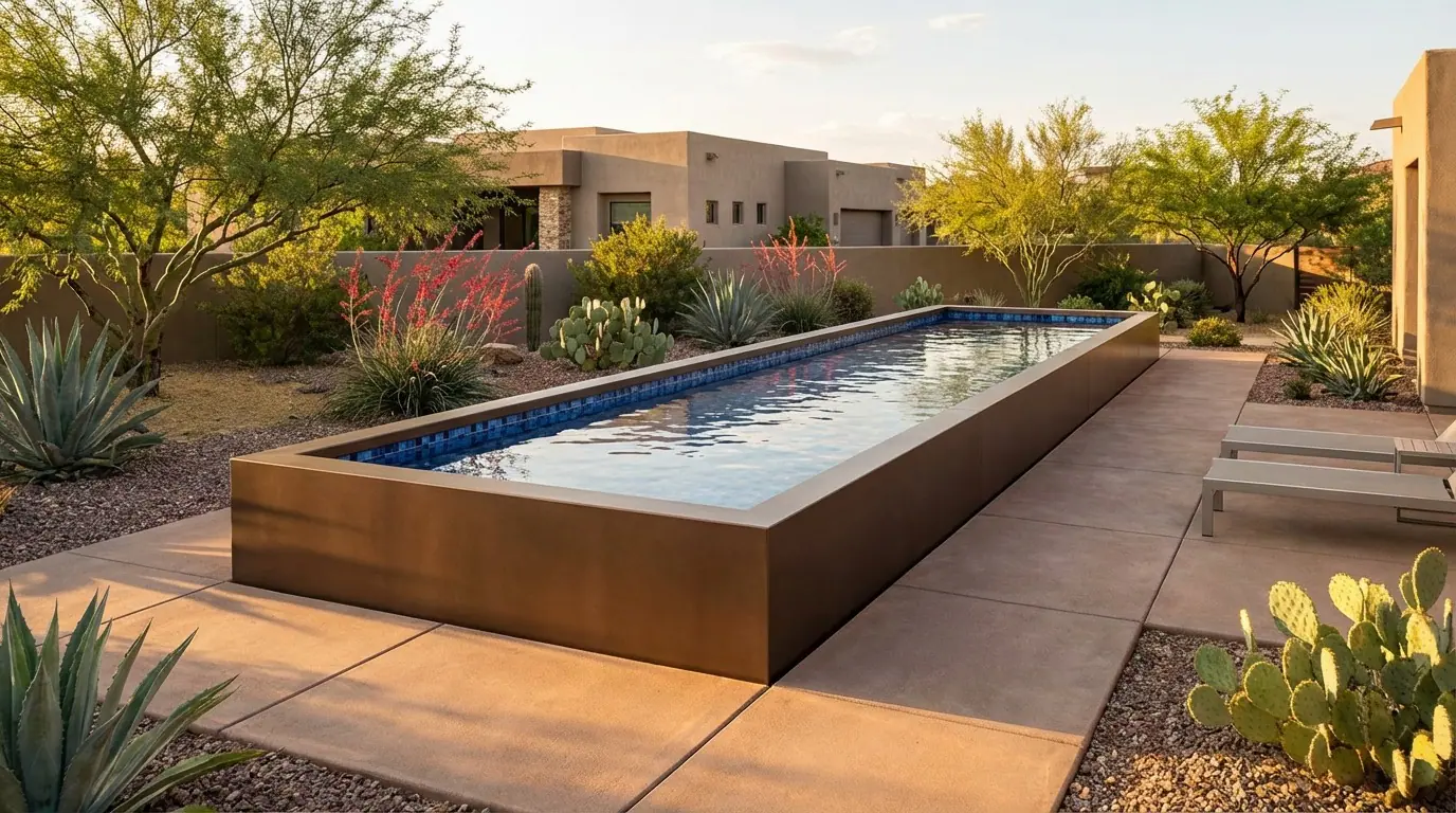 8 x 48 Canyon Bronze Mystic Blue Architectural Pool