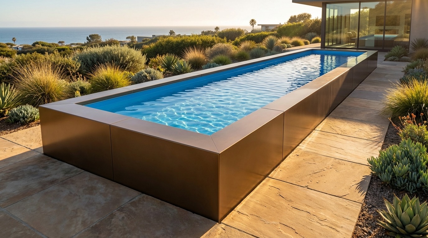 8 x 48 Canyon Bronze Aqua Blue Architectural Pool