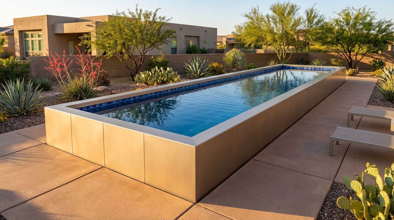 8 x 48 Champagne Mist Mystic Blue Architectural Pool