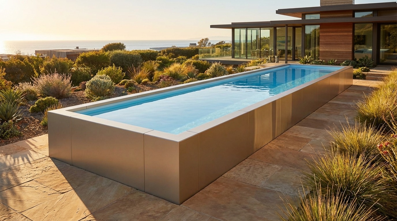 8 x 48 Champagne Mist Aqua Blue Architectural Pool