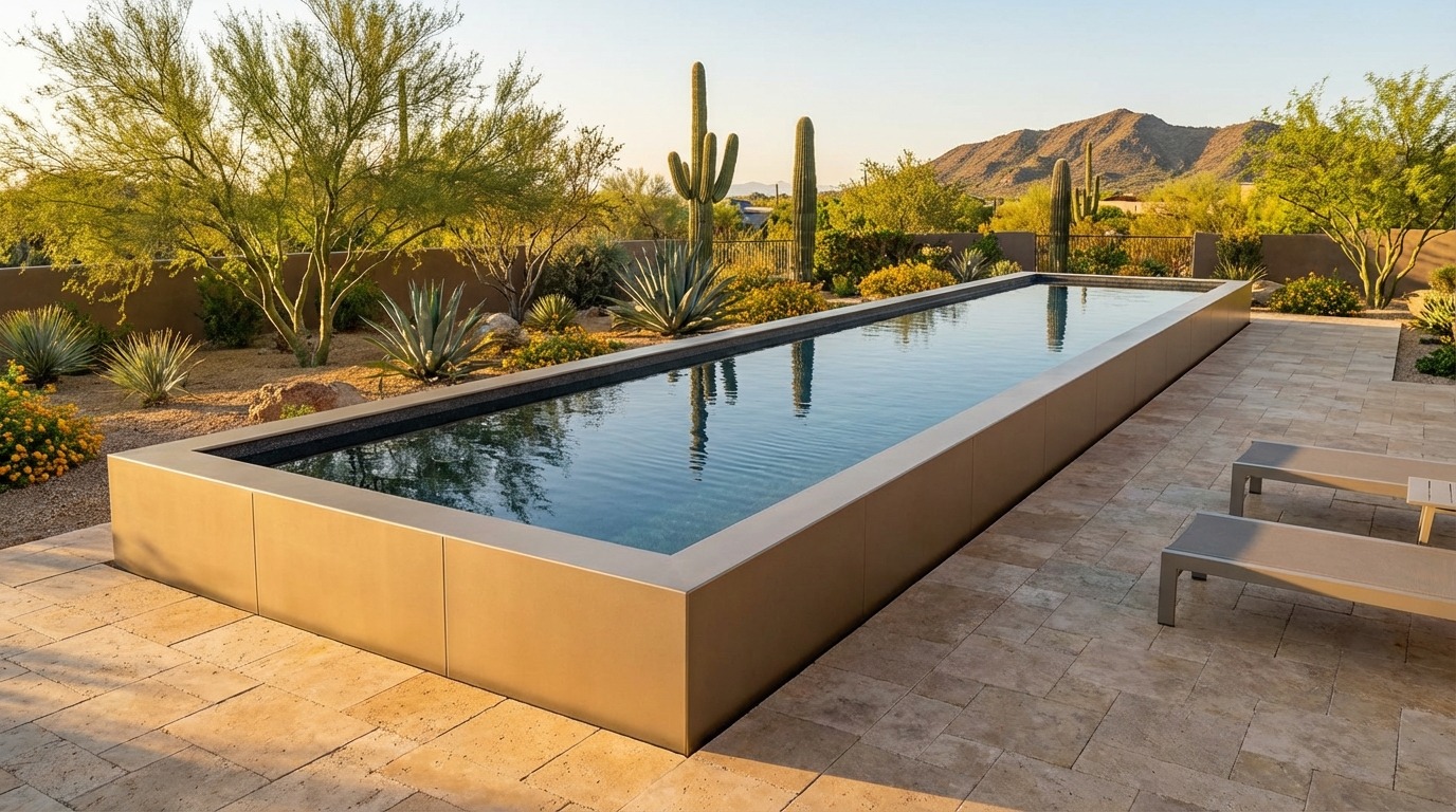 8 x 48 Champagne Mist Titanium Stone Architectural Pool