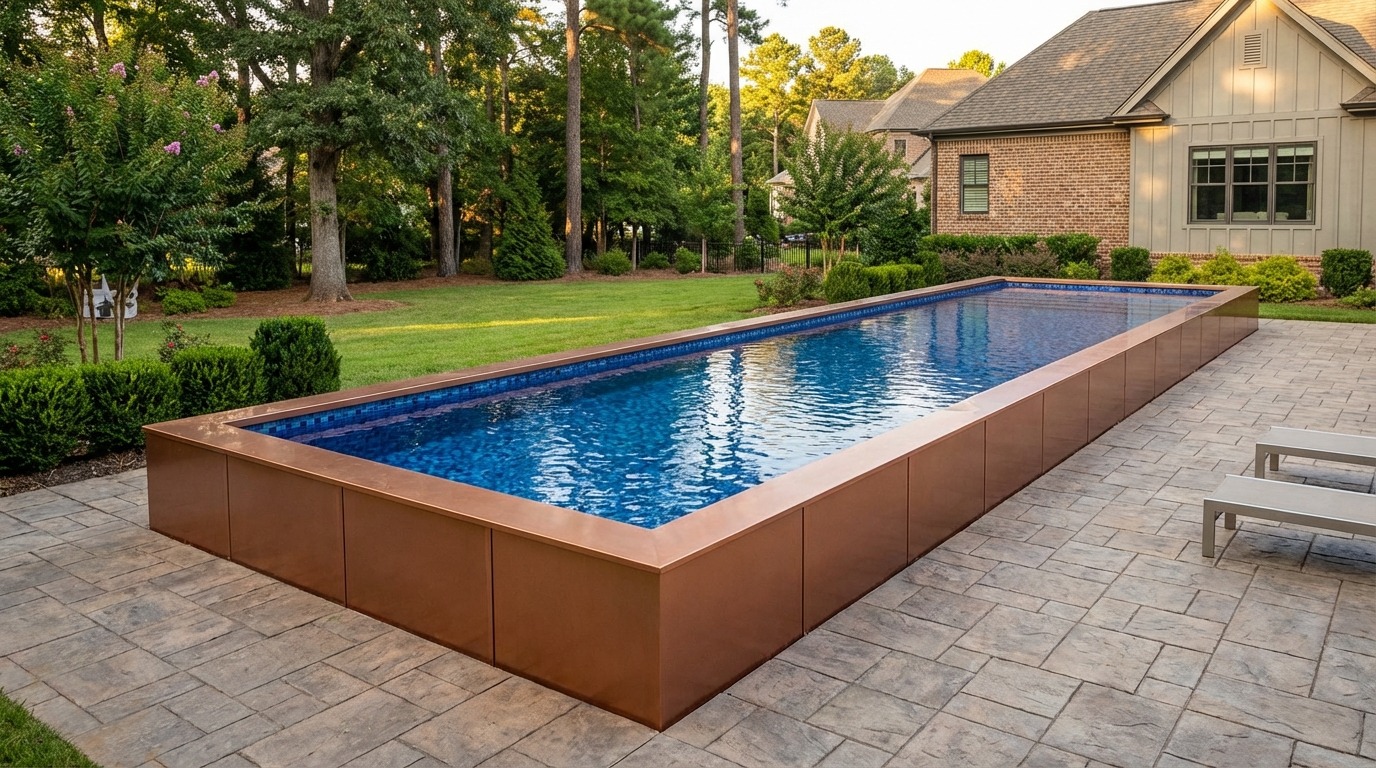 8 x 48 Espresso Copper Mystic Blue Architectural Pool