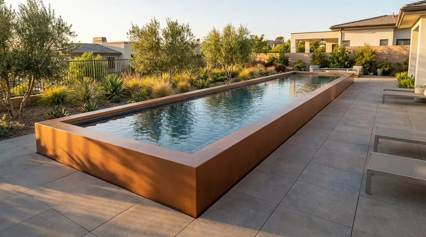 8 x 48 Espresso Copper Titanium Stone Architectural Pool