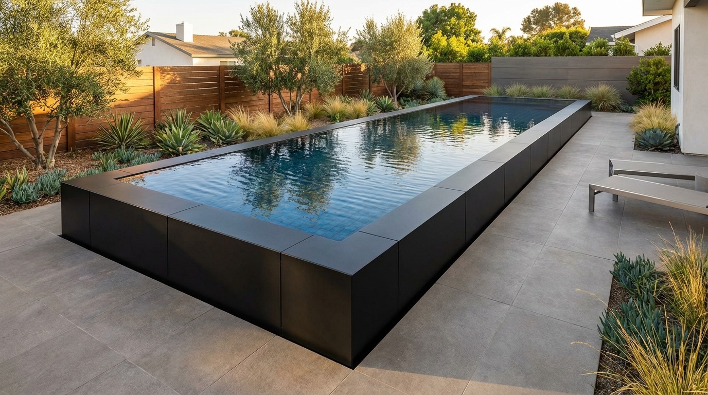 8 x 48 Midnight Black Black Sapphire Architectural Pool