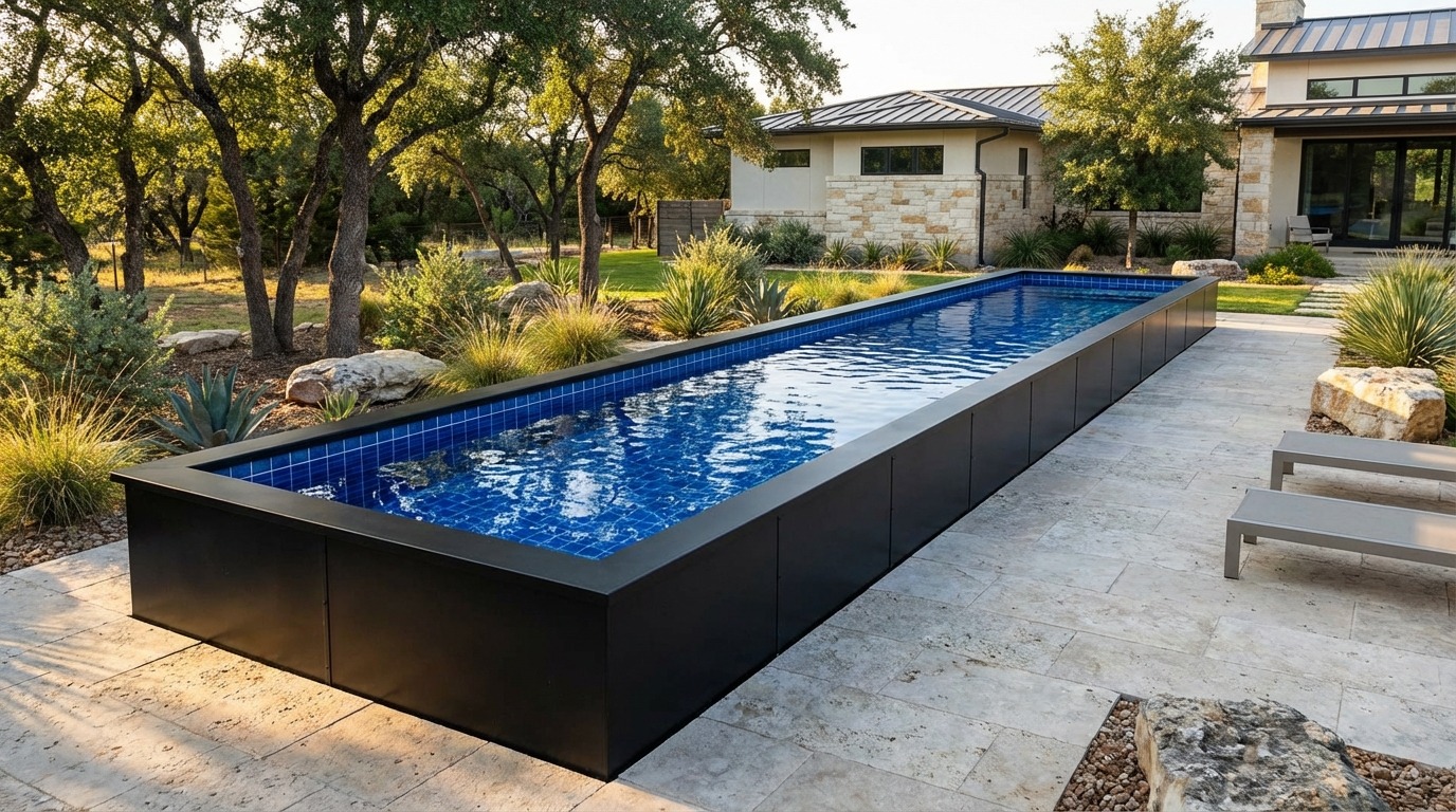 8 x 48 Midnight Black Blue Matrix Architectural Pool