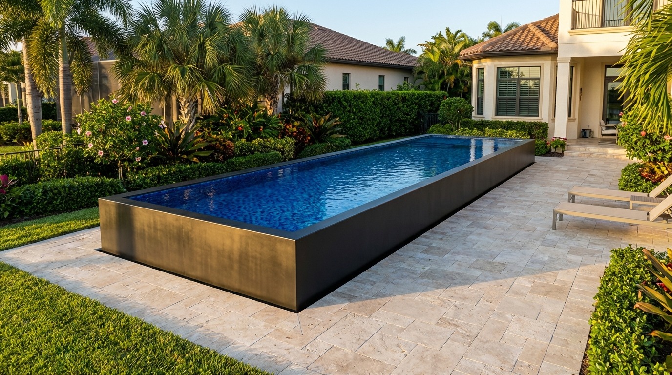 8 x 48 Midnight Black Mystic Blue Architectural Pool