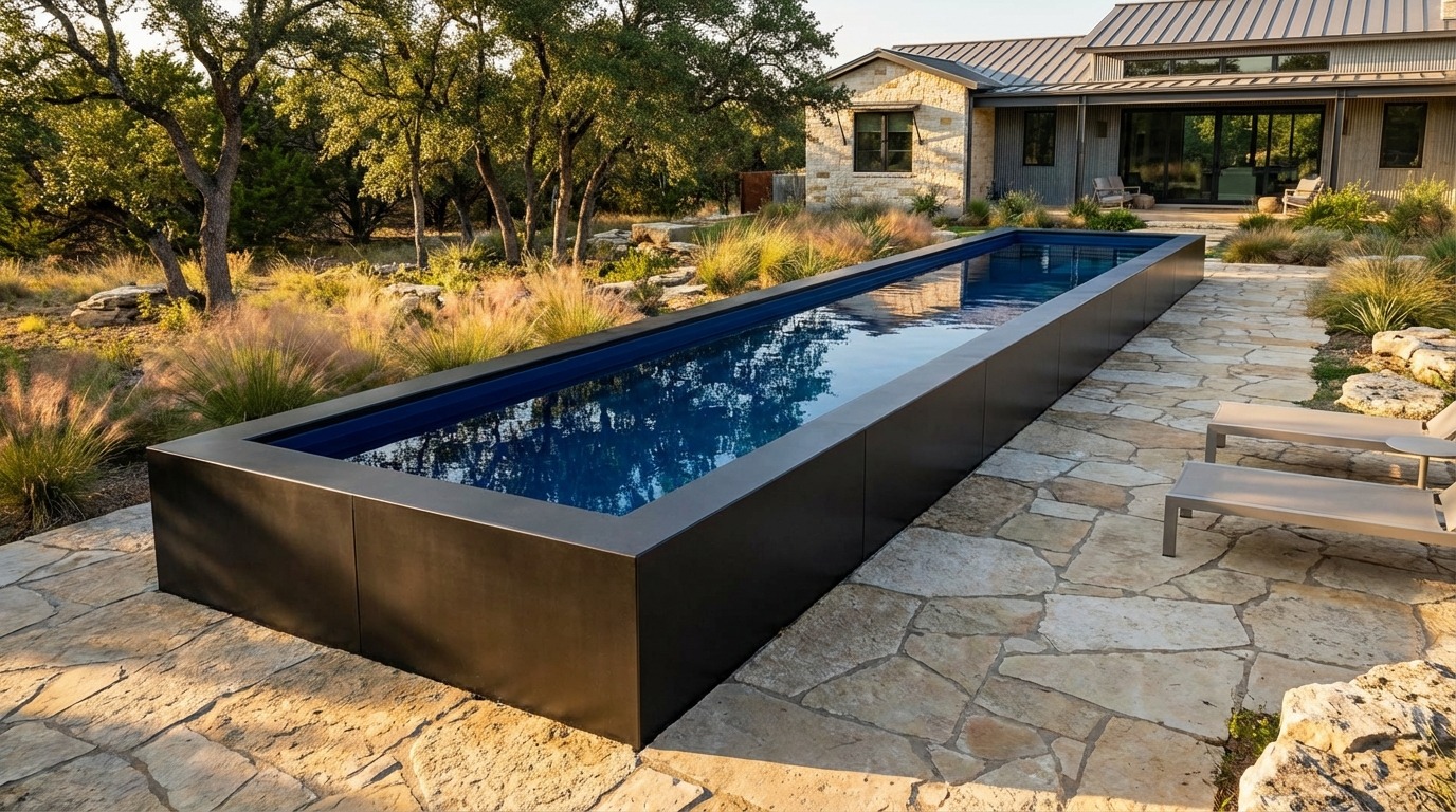 8 x 48 Midnight Black Deep Sea Blue Architectural Pool