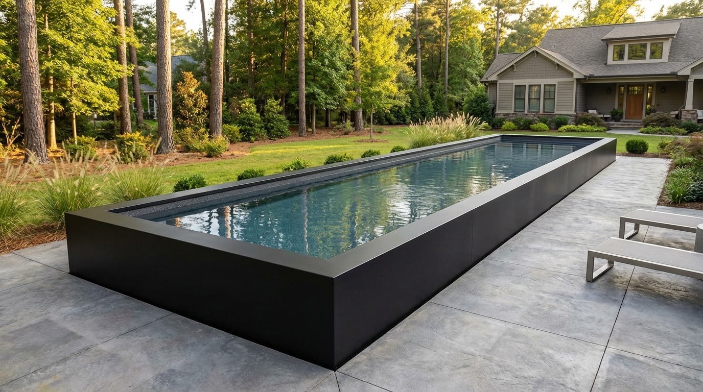 8 x 48 Midnight Black Titanium Stone Architectural Pool
