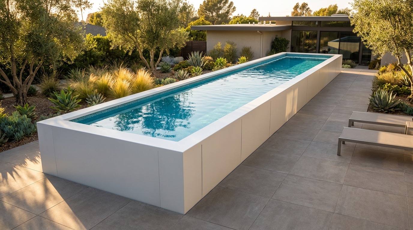 8 x 48 Alpine White Blue Topaz Architectural Pool