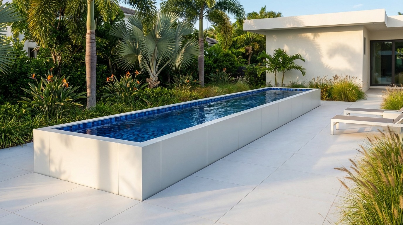 8 x 48 Alpine White Mystic Blue Architectural Pool