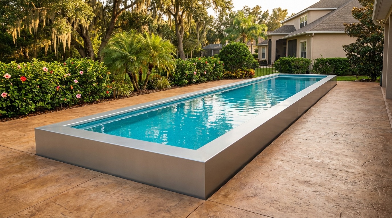 8 x 48 Platinum Silver Blue Topaz Architectural Pool