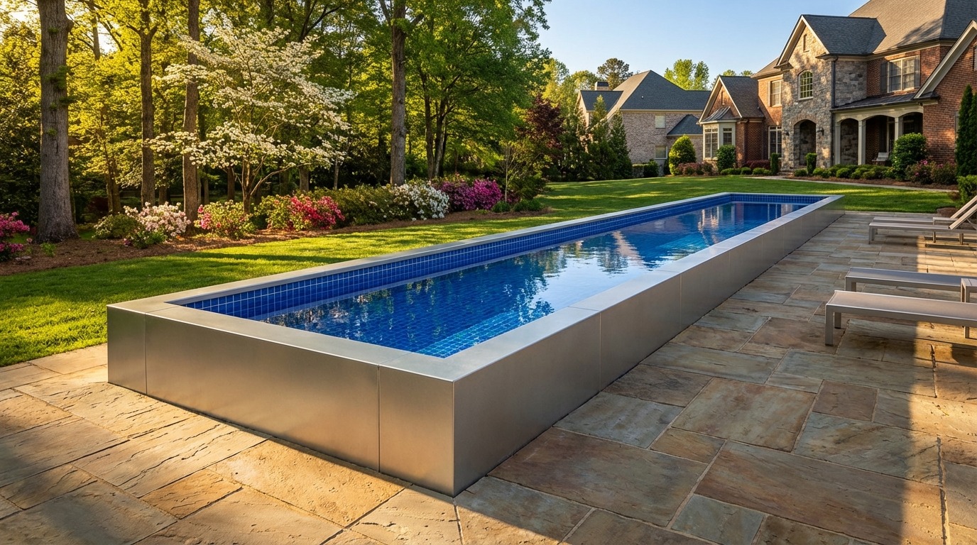 8 x 48 Platinum Silver Blue Matrix Architectural Pool
