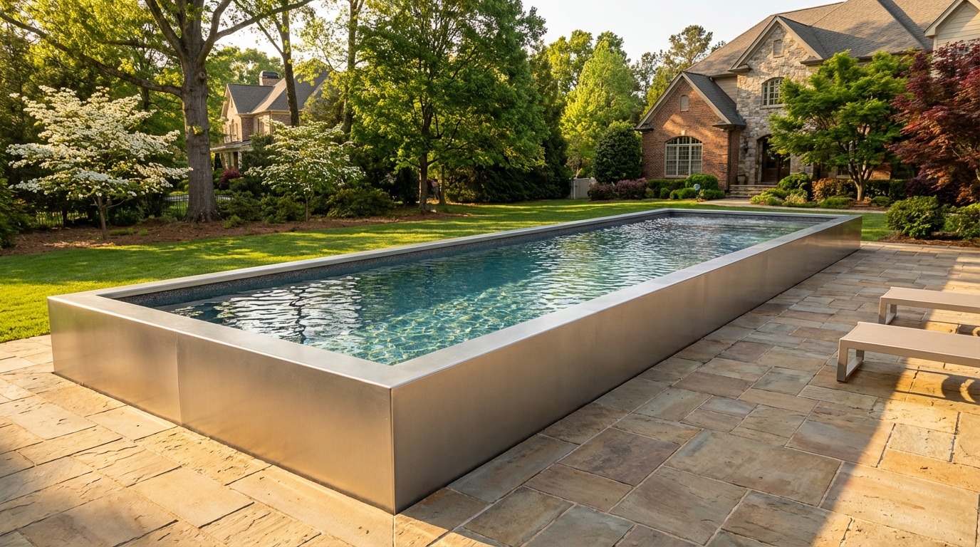 8 x 48 Platinum Silver Titanium Stone Architectural Pool