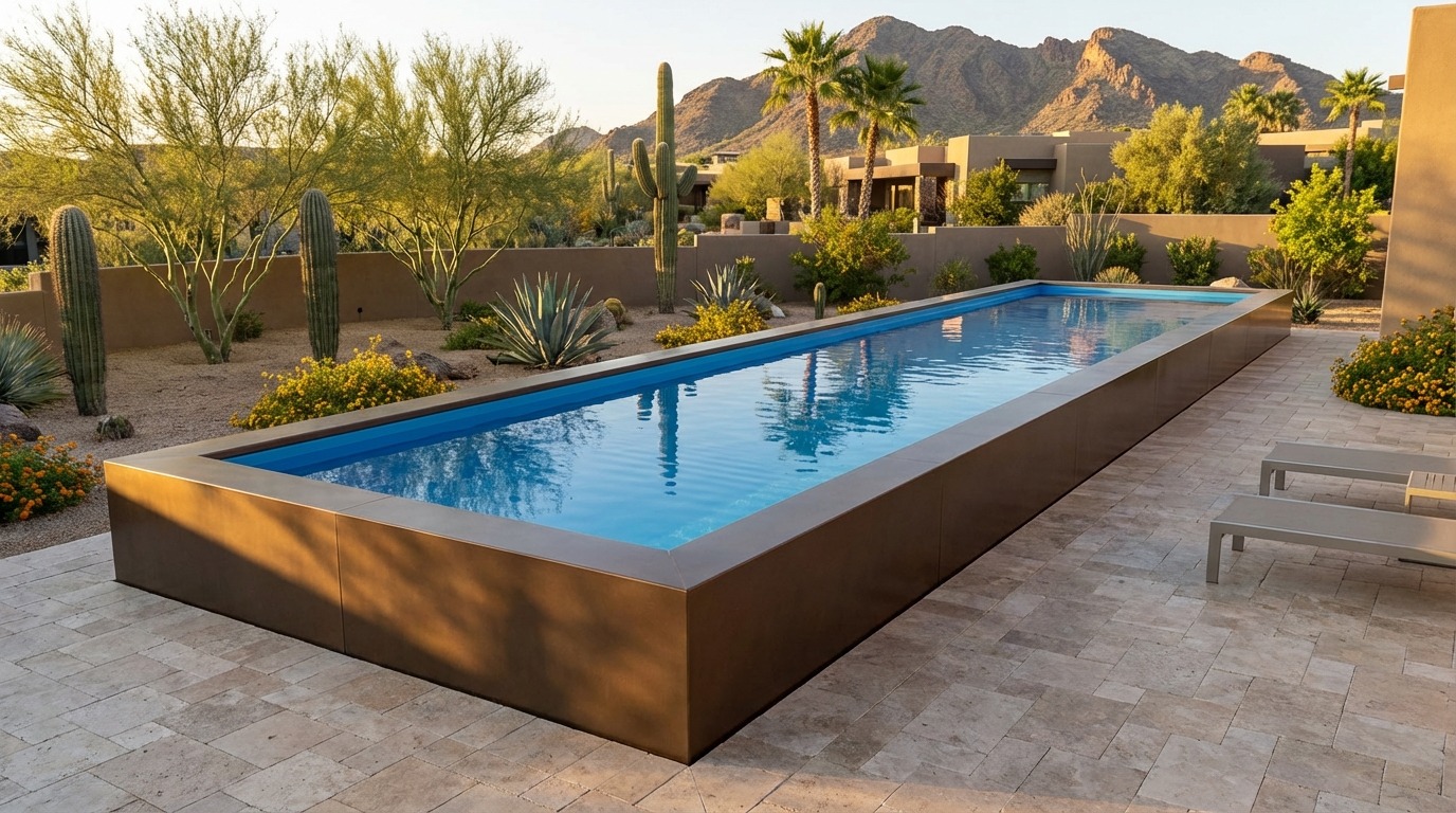 8 x 52 Canyon Bronze Aqua Blue Architectural Pool