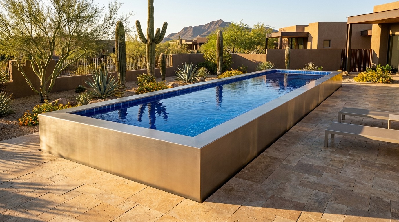 8 x 52 Champagne Mist Blue Matrix Architectural Pool