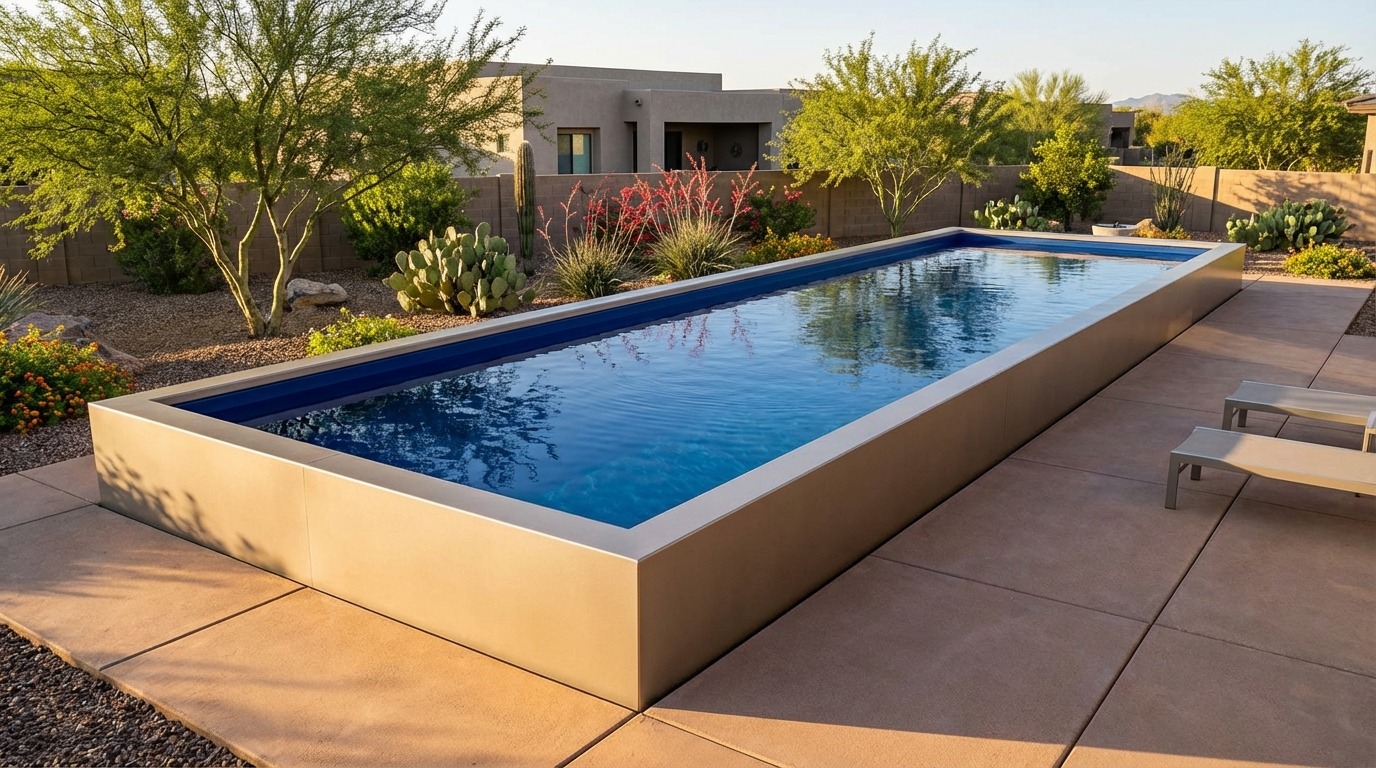 8 x 52 Champagne Mist Deep Sea Blue Architectural Pool