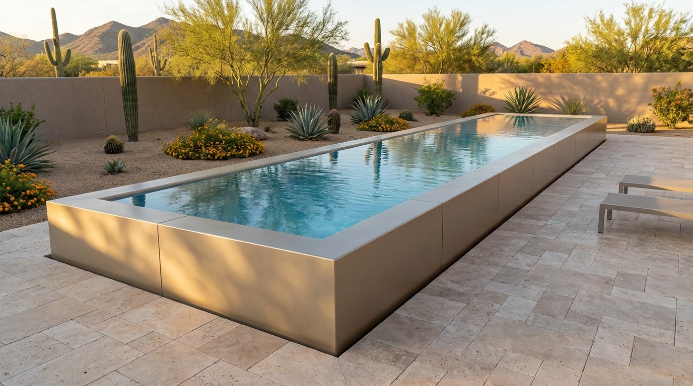 8 x 52 Champagne Mist Aqua Blue Architectural Pool